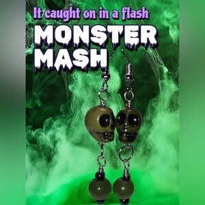 Skulls & Such Green Earrings ••SALE••